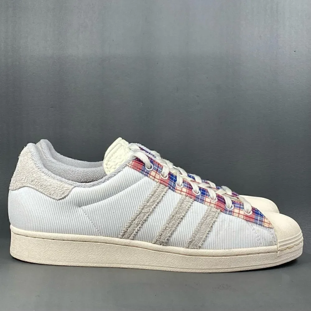 ADIDAS SUPERSTAR ‘PLAID’ WONDER WHITE Sneaker shoes mens size 11.5